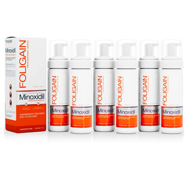 FOLIGAIN Minoxidil 5% Hair Regrowth Foam For Men 6 Month Supply - FOLIGAIN JAPAN
