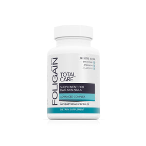 Foligain Total Care supplement bottle on a white background
