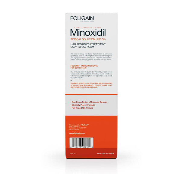 FOLIGAIN Minoxidil 5% Hair Regrowth Foam For Men 3 Month Supply - FOLIGAIN JAPAN