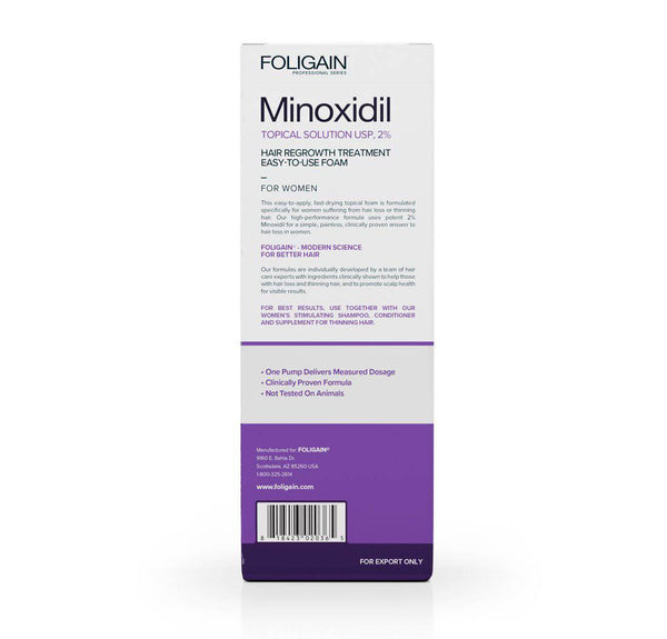 FOLIGAIN Minoxidil 2% Hair Regrowth Foam For Women 3 Month Supply - FOLIGAIN JAPAN