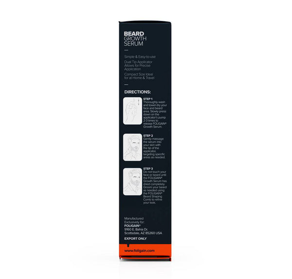 FOLIGAIN® Minoxidil 5% Beard Growth Serum with Rollerball Applicator - FOLIGAIN JAPAN