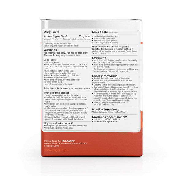 FOLIGAIN Minoxidil 5% Hair Regrowth Treatment For Men One Month Supply - FOLIGAIN JAPAN