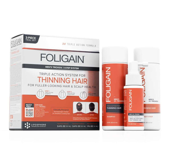 FOLIGAIN Triple Action Hair Care System For Men 3 Piece Trial Set - FOLIGAIN JAPAN