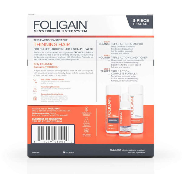 FOLIGAIN Triple Action Hair Care System For Men 3 Piece Trial Set - FOLIGAIN JAPAN